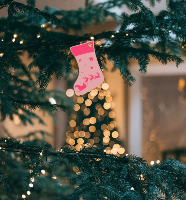 Decorazione albero a forma di calzino Natale