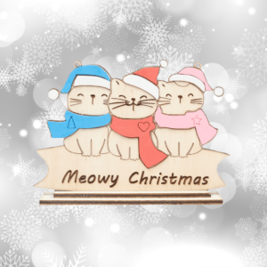 Meowy Christmas è una simpatica decorazione in legno con dei festosi gattini, personalizzabile