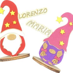 Segnaposto Natalizi Gnomi, personalizzabili con colori e nomi